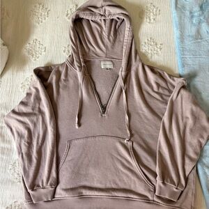 American eagle baggy cropped quarter zip sweater